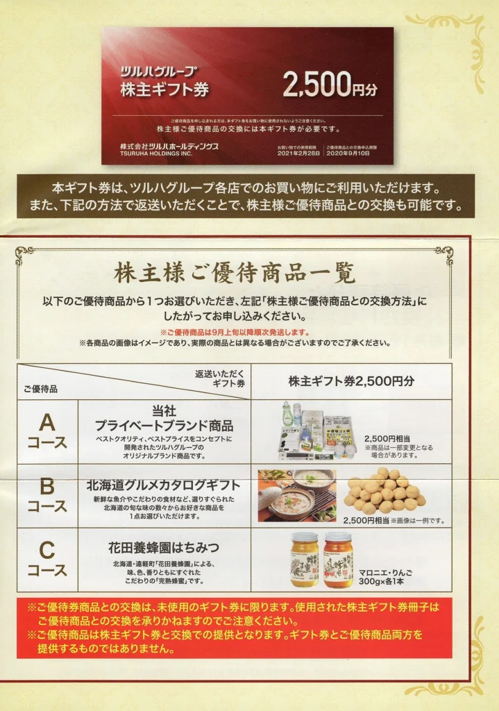 ツルハホールディングス(3391)から株主優待が到着 | Yoshiの株主優待ブログ