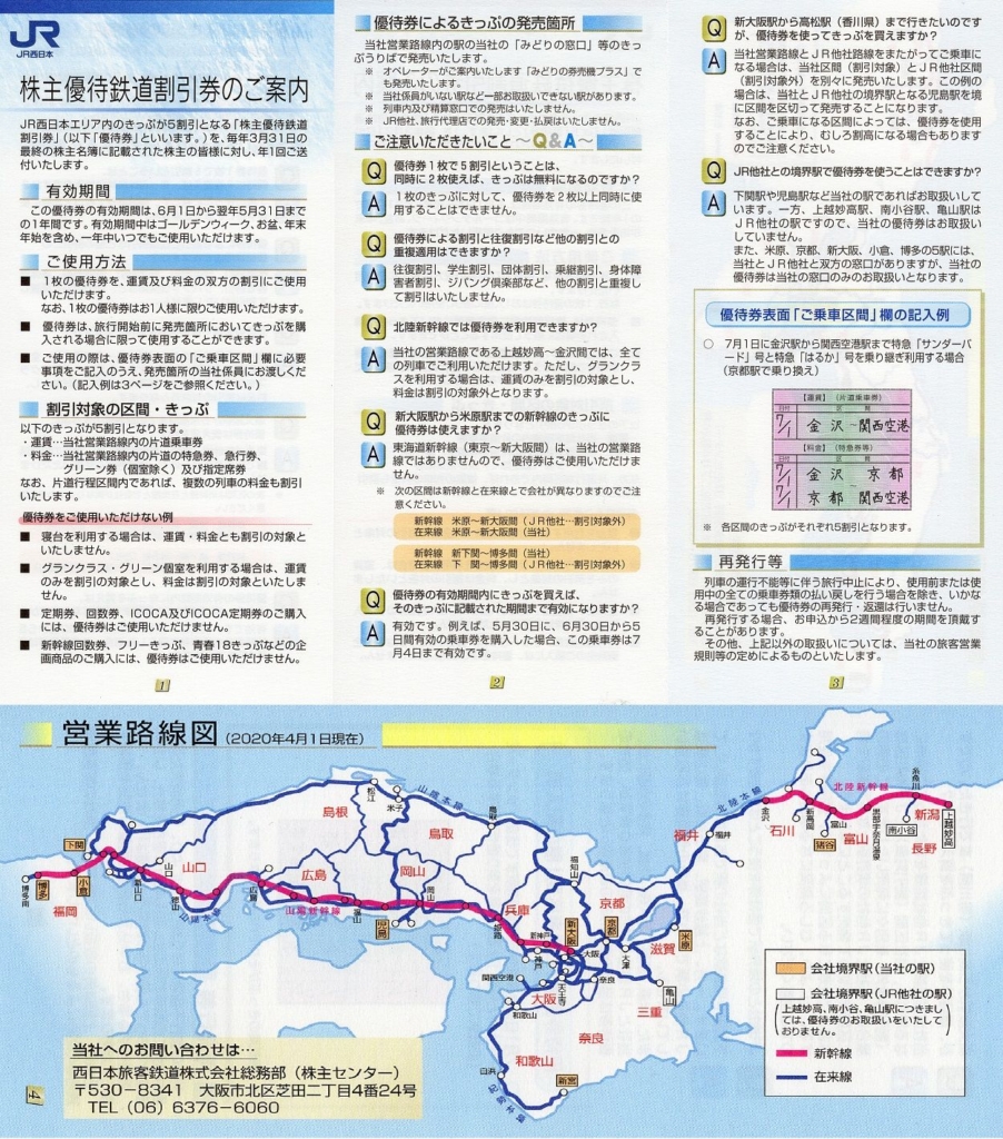 西日本旅客鉄道 株主優待