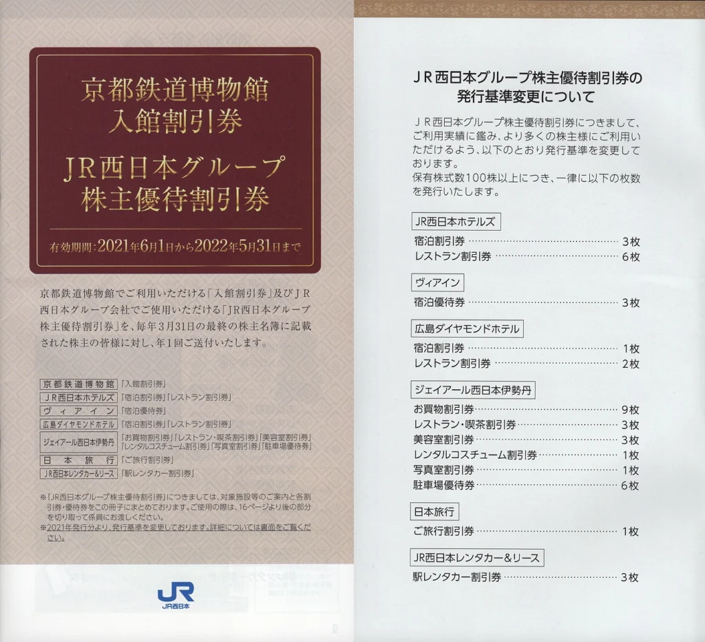 西日本旅客鉄道(9021)から株主優待が到着 | Yoshiの株主優待ブログ