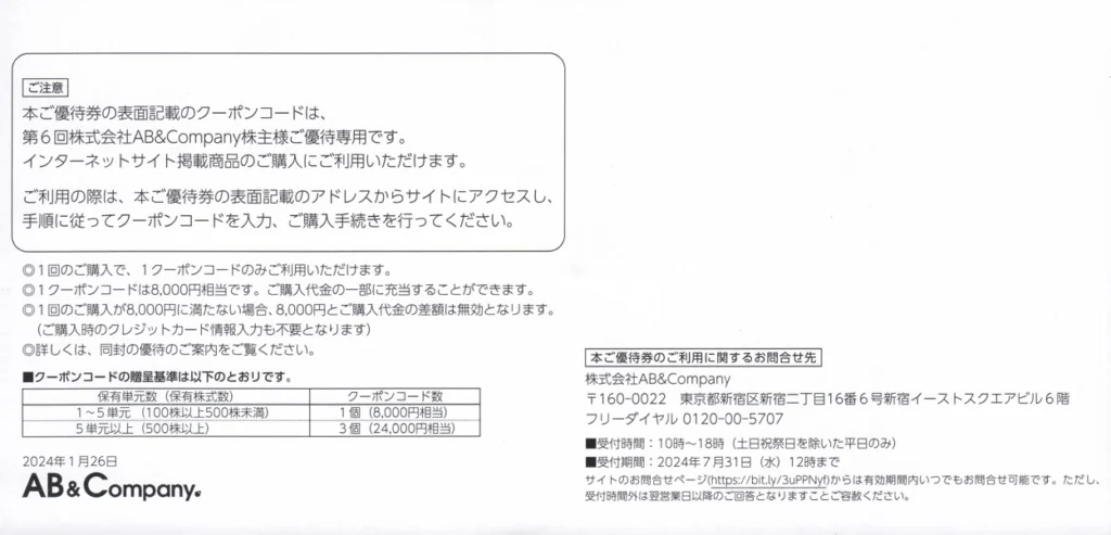 AB&COMPANY(9251)のクーポンコードで購入した商品を紹介します（その2