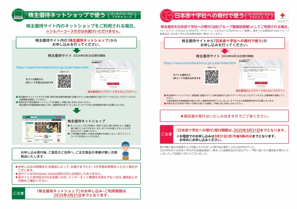 フランスベッドホールディングス(7840)から株主優待の案内が到着