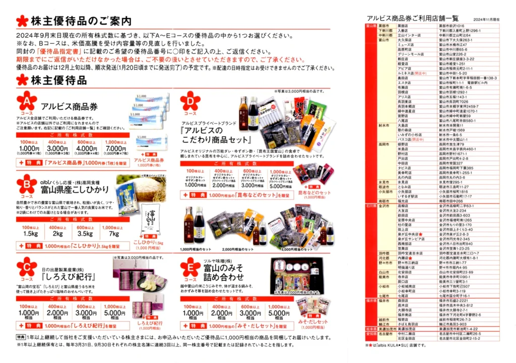 アルビス(7475)から株主優待の案内が到着 | Yoshiの株主優待ブログ