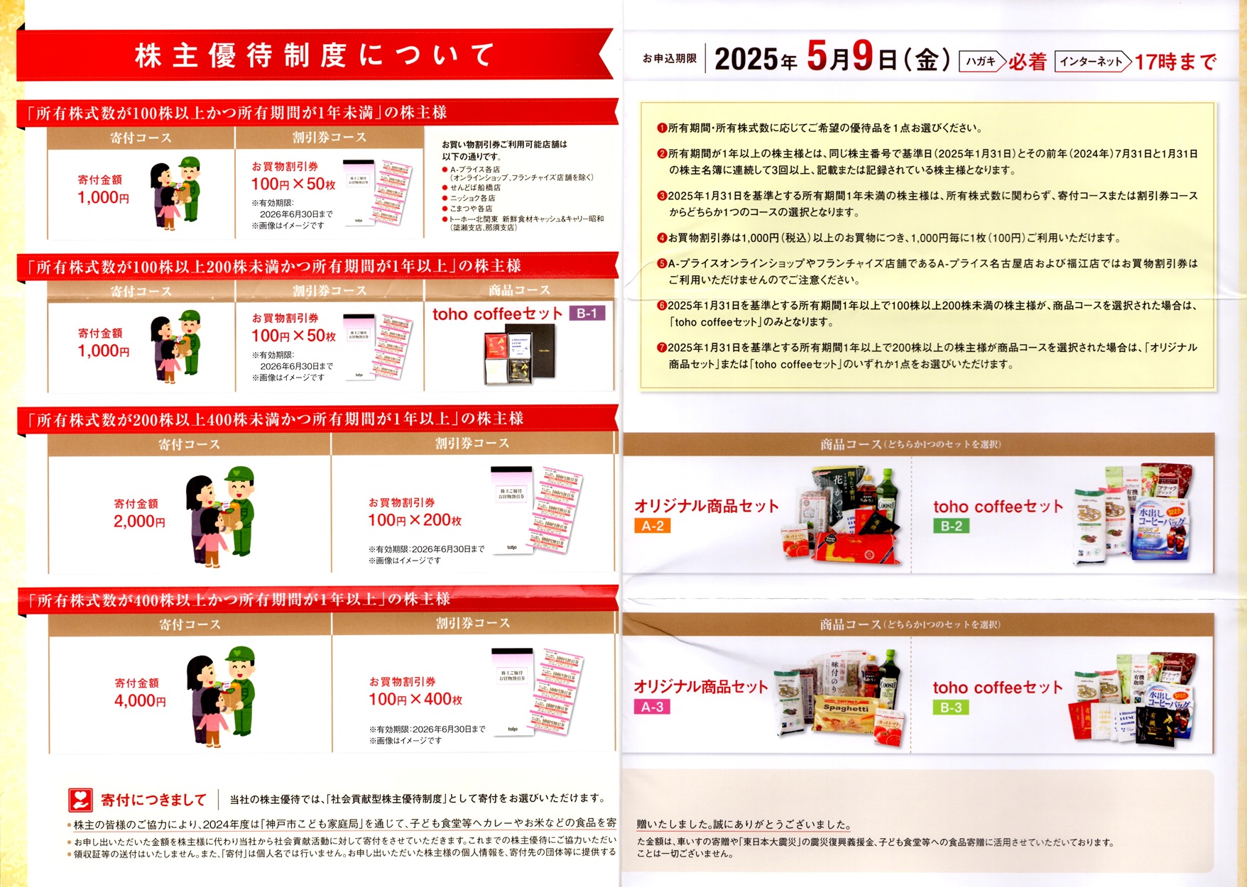 トーホー toho 株主優待 株主ご優待 お買物割引券 40000円分 トーホー toho 株主優待 お買物割引券 20000円分