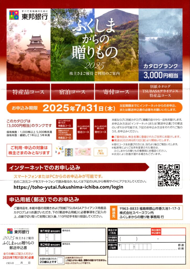 東邦銀行(8346) 株主優待案内