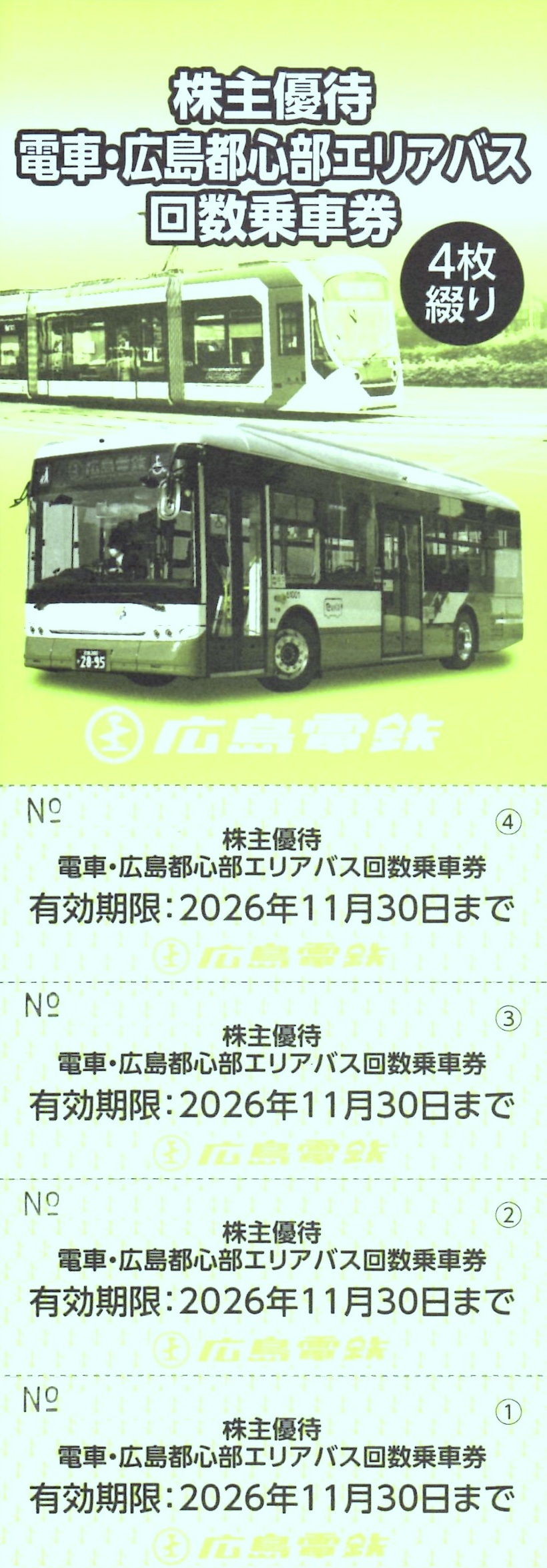 広島電鉄(9033)から株主優待が到着（その1）｜500株で貰えるお得な