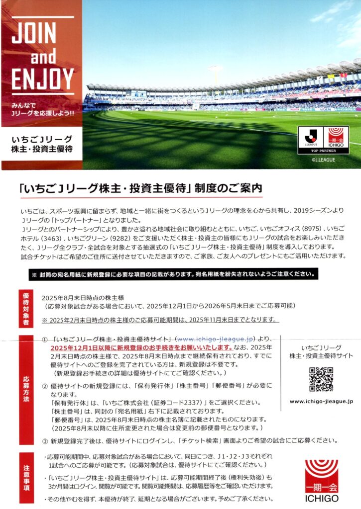 いちご(2337) 株主優待案内