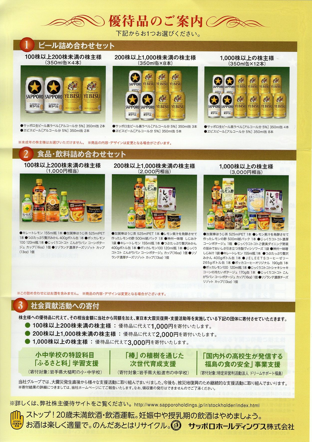 サッポロホールディングス(2501)から株主優待の案内が到着 | Yoshiの