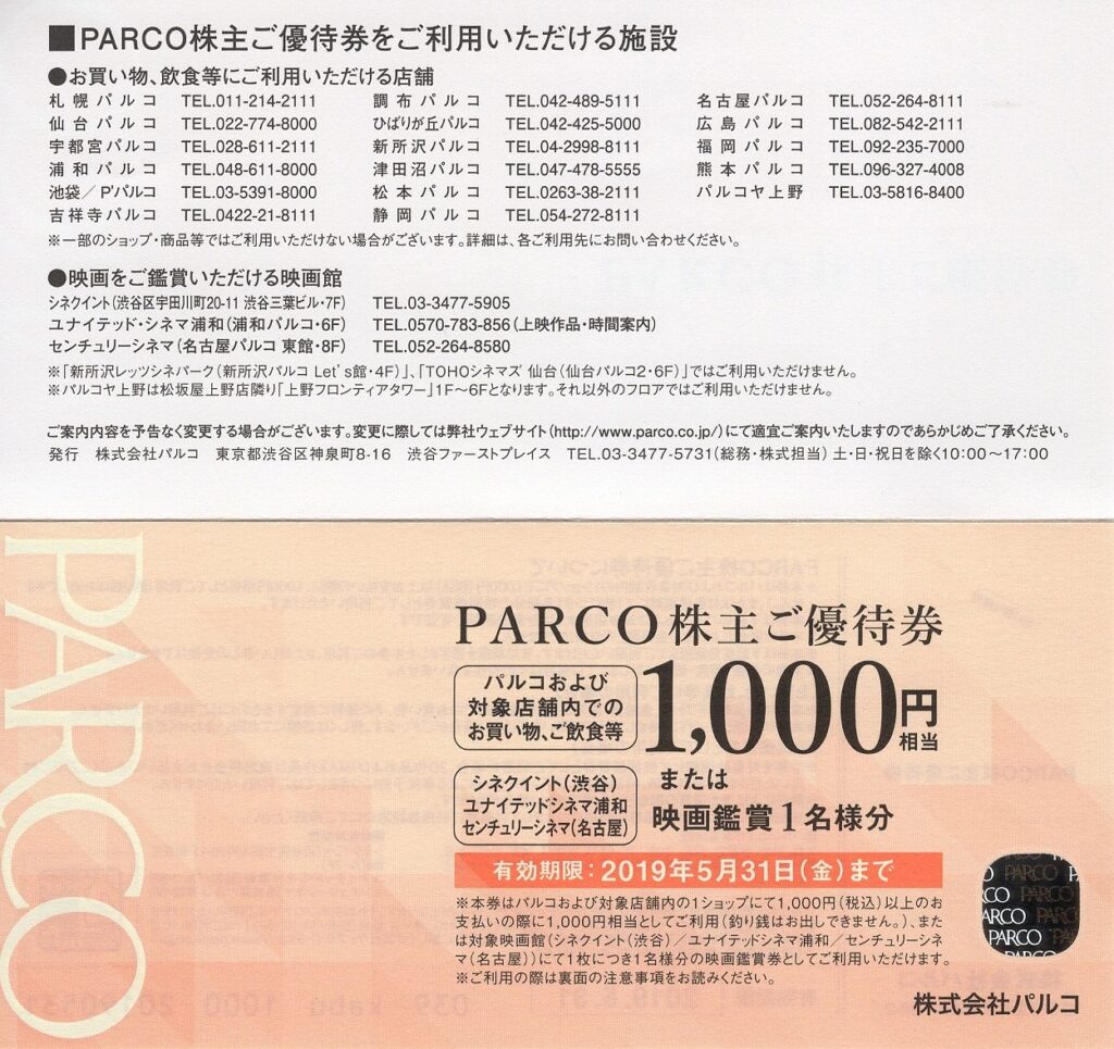 パルコ(8251) 株主優待