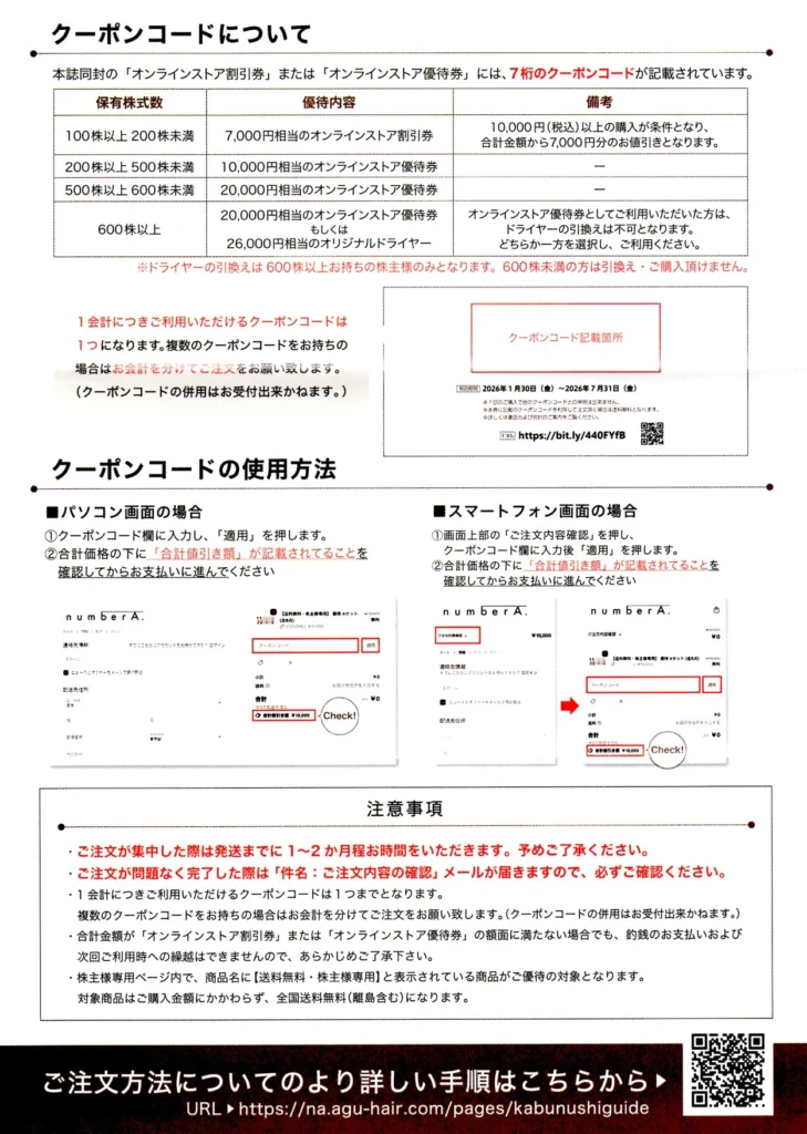 AB&COMPANY(9251)から株主優待が到着｜500株で自社製品クーポン20,000