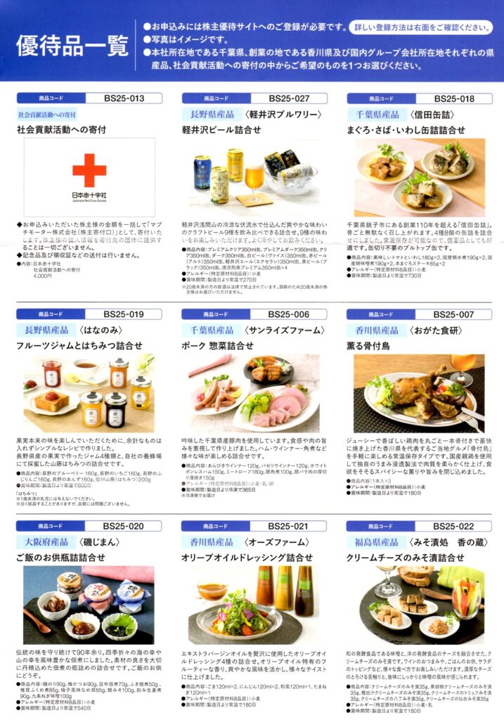 マブチモーター(6592) 株主優待案内