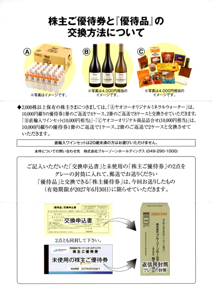 ブルーゾーンホールディングス(417A)から株主優待が到着｜100株で4,000